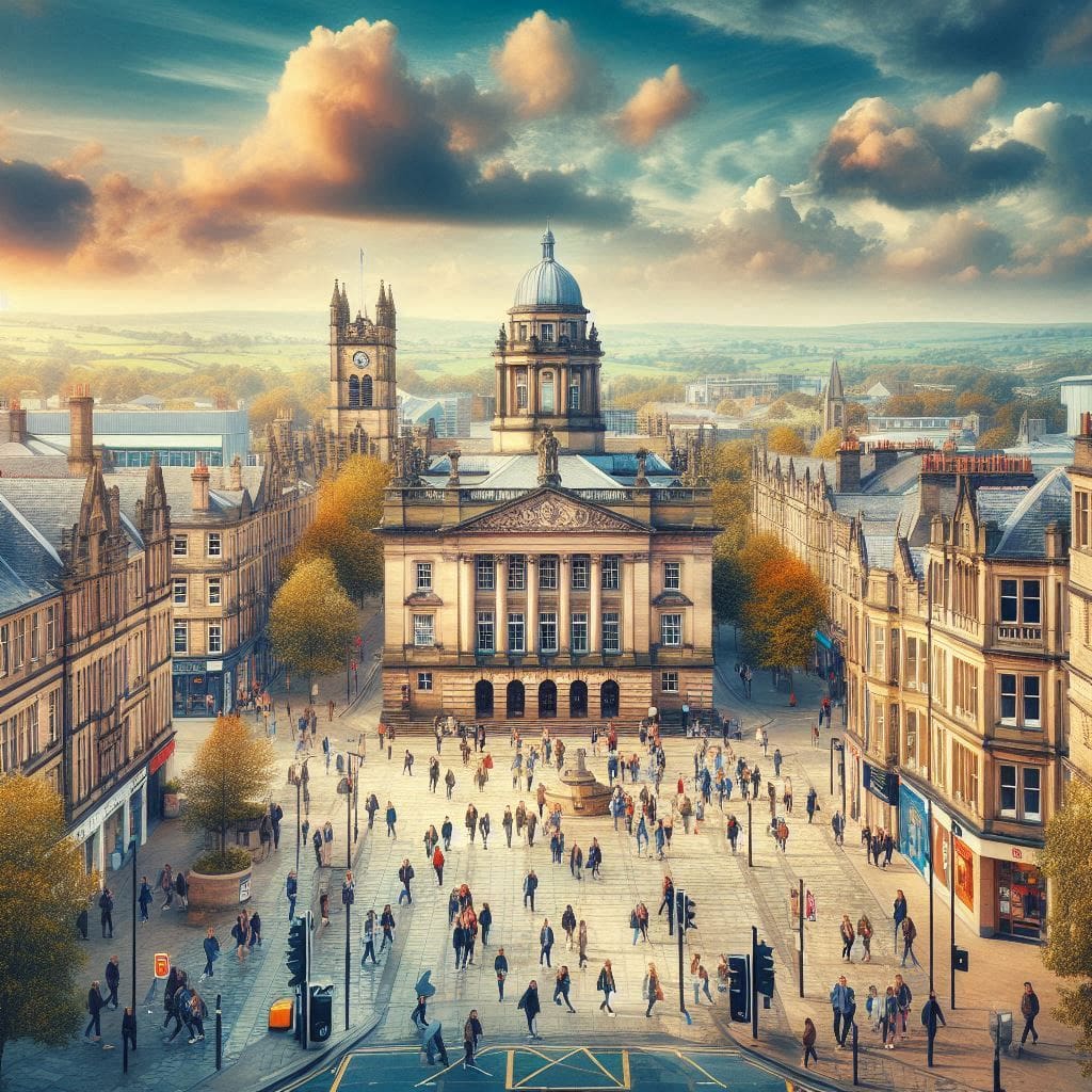 Students enjoying the vibrant city centre of Lancaster, a great location for student accommodation." or "Panoramic view of Lancaster, a historic city with a thriving student community.