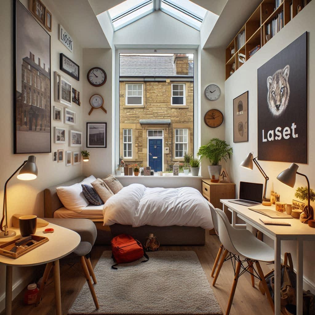 Comfortable student accommodation in Lancaster, study desk, ideal student hub and common area