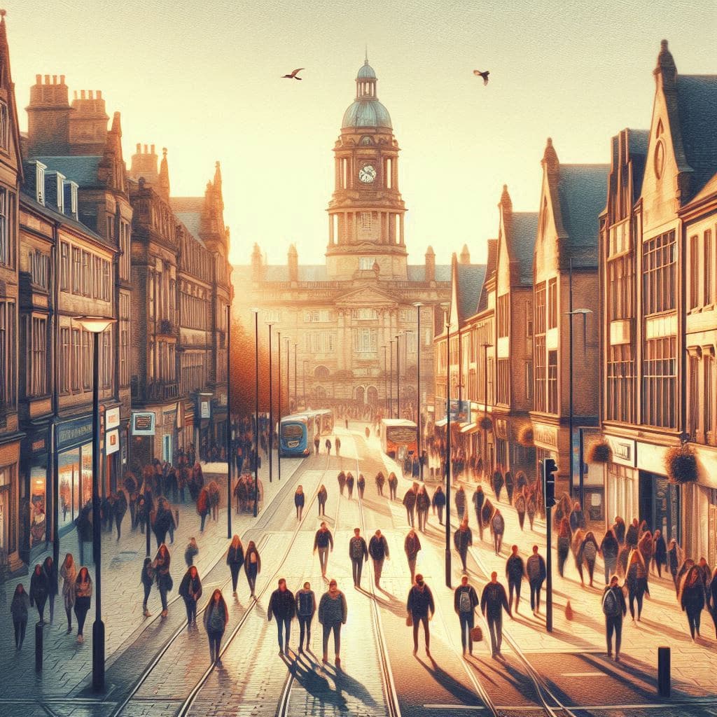 Students enjoying the vibrant city centre of Lancaster.