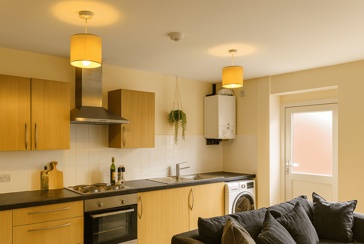 Student Lets Lancaster open plan Kitchen living with washing machine