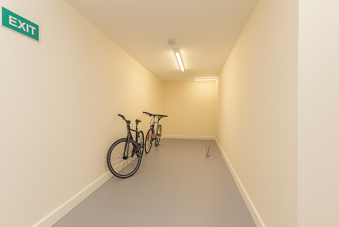Secure internal bike store student accommodation Lancaster
