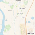 map of student areas in Lancaster showing key locations and transport links