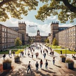  Students walking on Lancaster University campus, preparing for their future careers.