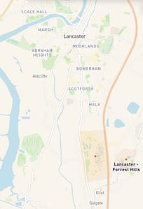 map of student areas in Lancaster showing key locations and transport links