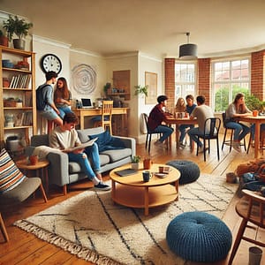 Shared student house living space in Lancaster