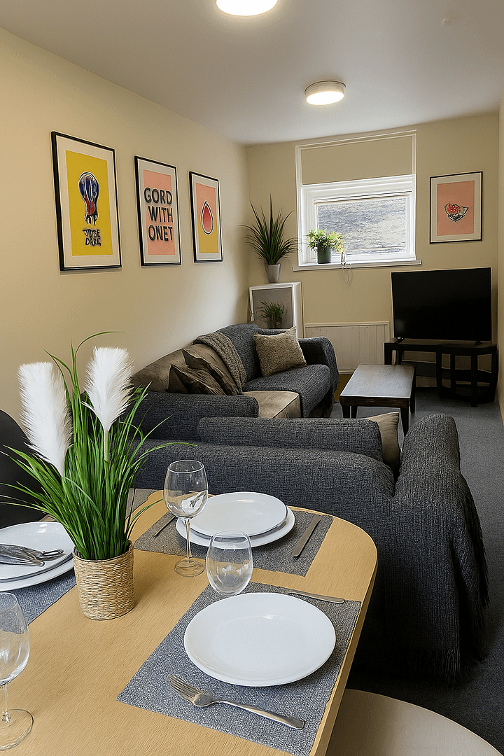 Modern en-suite bedroom in LU Homes approved Lancaster UK accommodation