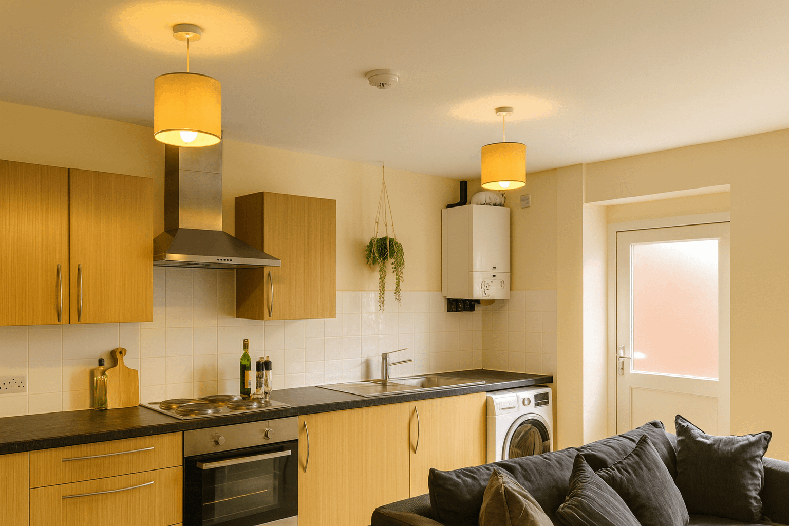 Student Lets Lancaster open plan Kitchen living with washing machine
