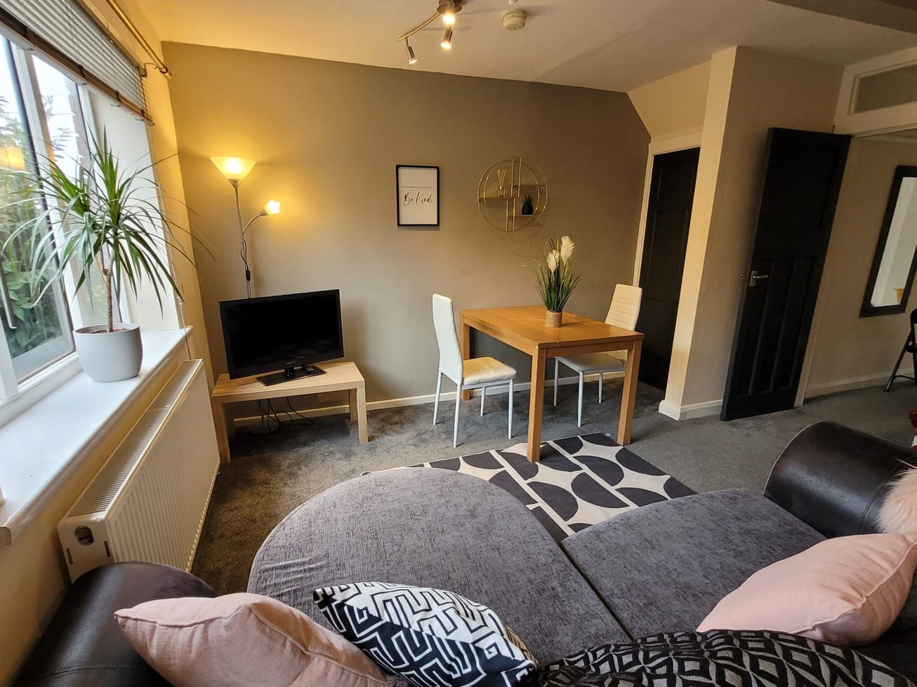 escape-campus-student-accommodation-Lancaster.high-spec interiors of Bayt student housing in Lancaster, including a bedroom, bathroom, and living area.